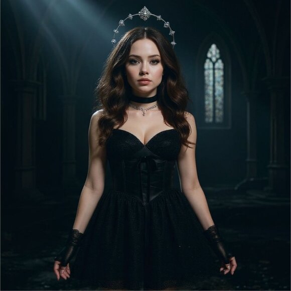 Crystal Gazer Rhinestone Dress W/ Lace-Up Underbust & Double Petticoat – NWT S - Picture 3 of 5